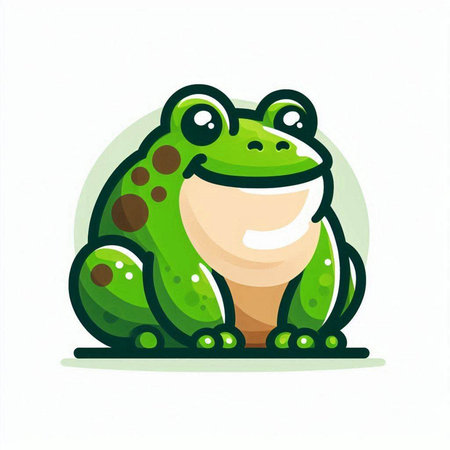 Frog icon. Vector illustration of a cartoon frog on a white background.のイラスト素材