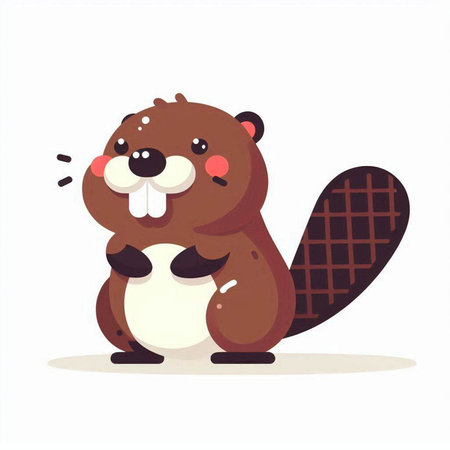 Cute cartoon beaver. Vector illustration isolated on white background.のイラスト素材