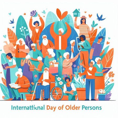 International Day of Older Persons. Vector illustration in flat cartoon style.のイラスト素材