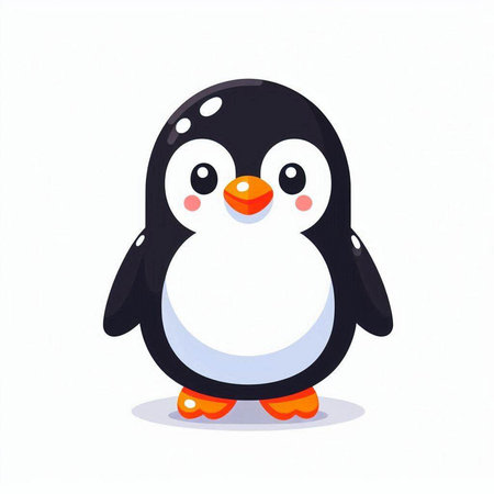 Cute cartoon penguin. Vector illustration isolated on white background.のイラスト素材