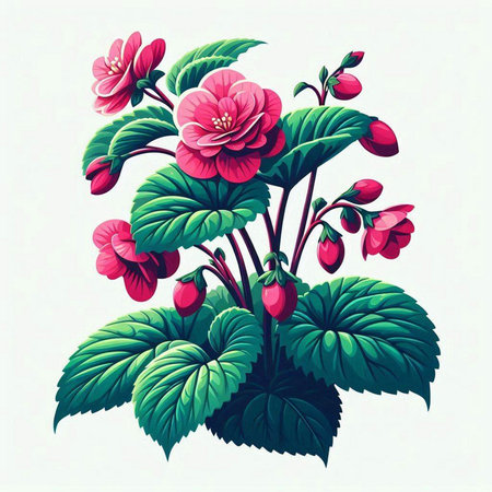 Flowering begonia. Vector illustration on a white background.のイラスト素材