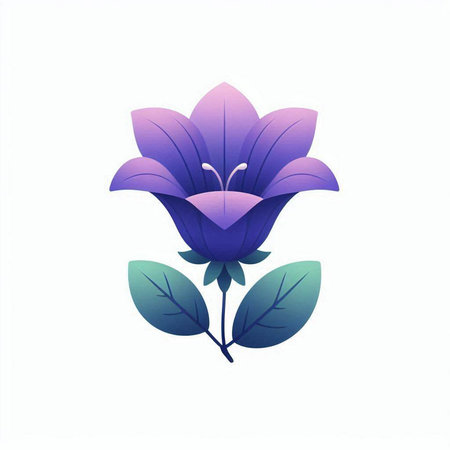 Flower icon with blue and violet colors. Vector illustration. Isolated on white backgroundのイラスト素材
