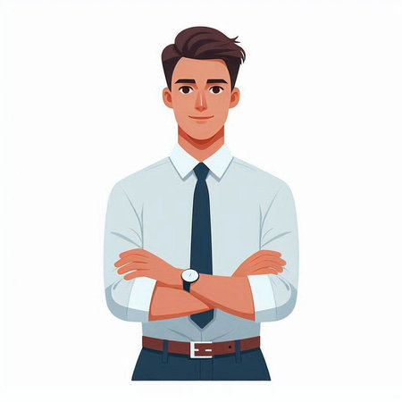 Portrait of a young businessman in a shirt and tie. Vector illustrationのイラスト素材