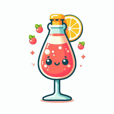 Cute cartoon watermelon cocktail in a glass. Vector illustration.のイラスト素材