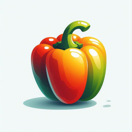 Illustration of a bell pepper on a white background with shadow.のイラスト素材
