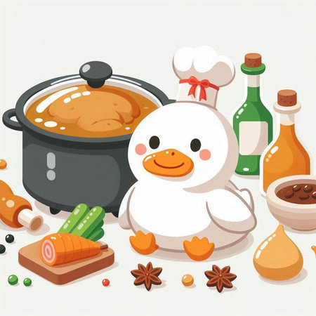 Illustration of a Cute Snowman with a Pot of Soupのイラスト素材
