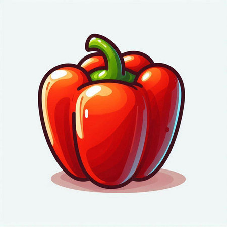 Illustration of red bell pepper on white background. Vector illustration.のイラスト素材