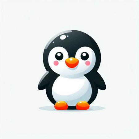 Cute penguin on white background. Vector illustration in cartoon style.のイラスト素材