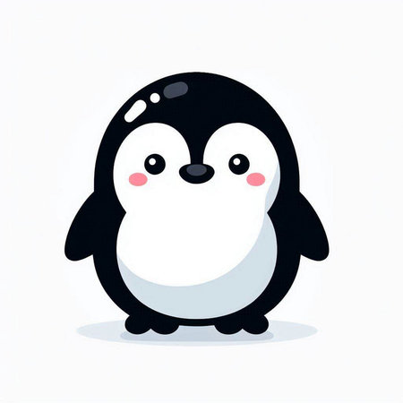 Cute cartoon penguin on a white background. Vector illustration.のイラスト素材