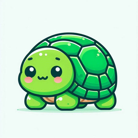 Cute cartoon turtle. Vector illustration. Cute baby turtle.のイラスト素材