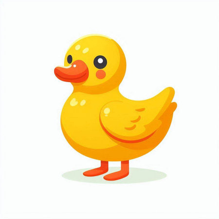 Cute yellow rubber duck. Vector illustration isolated on white background.のイラスト素材