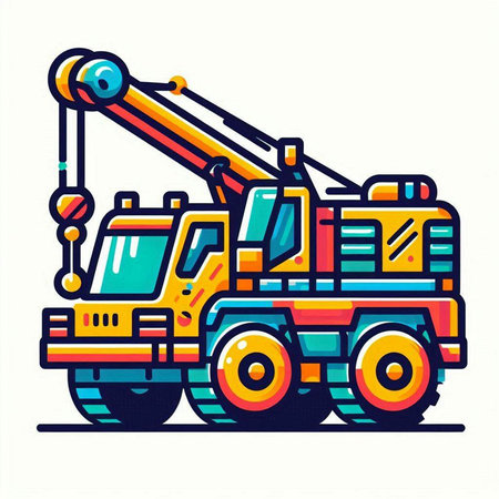 Crane icon. Vector illustration of construction equipment isolated on white background.のイラスト素材