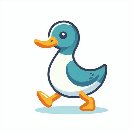 duck isolated on a white background. vector illustration in cartoon styleのイラスト素材