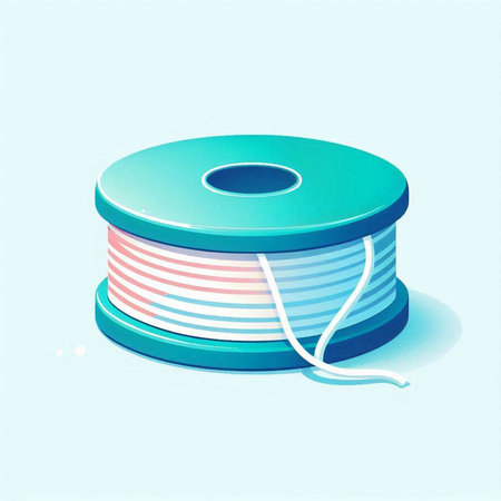 Illustration of a 3d Spool of Twine on a Blue Backgroundのイラスト素材