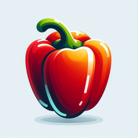 Vector illustration of red bell pepper isolated on white background. Cartoon style.のイラスト素材