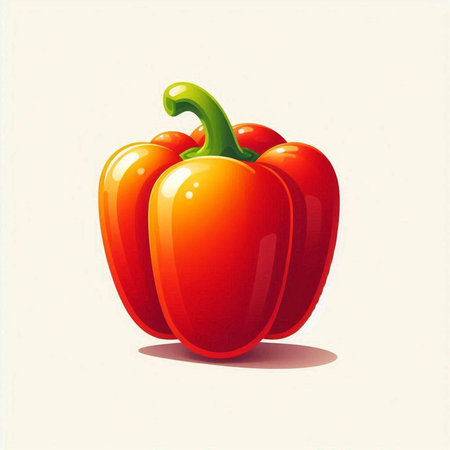 Illustration of a red bell pepper on a white background with shadowのイラスト素材