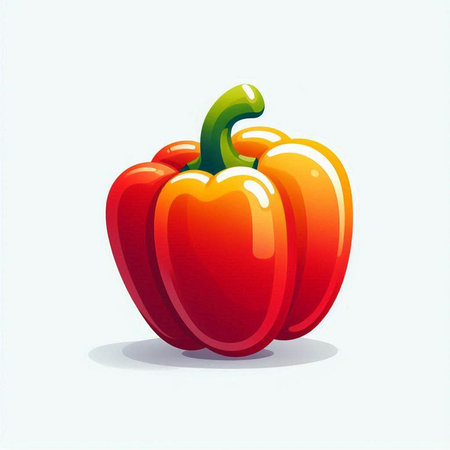 Illustration of a red bell pepper isolated on a white background.のイラスト素材