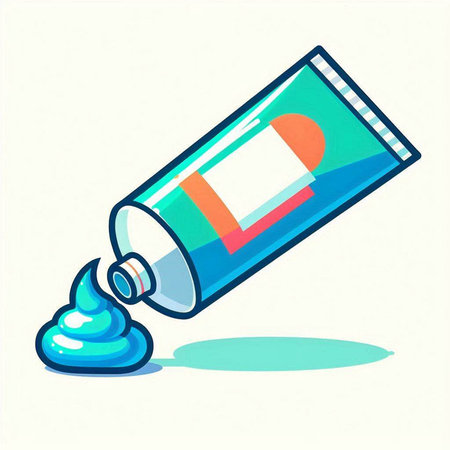 Illustration of a tube of toothpaste with a drop of toothpasteのイラスト素材