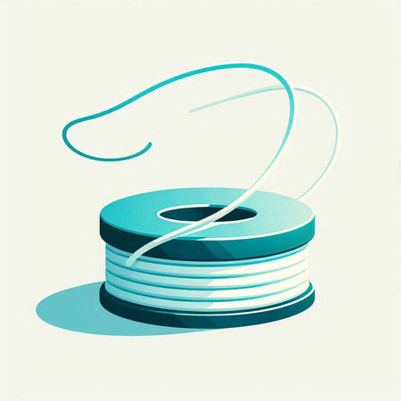 3d vector illustration of a blue cable on a light background.のイラスト素材