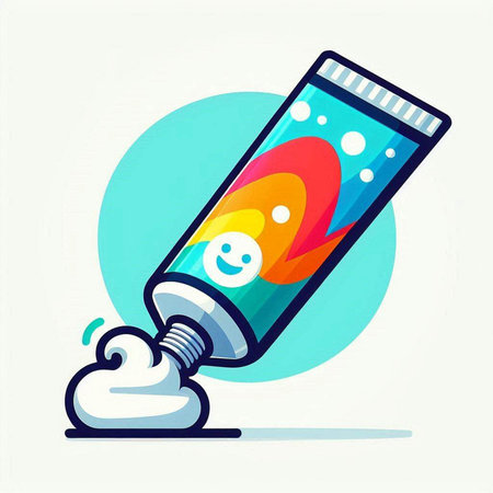 Vector illustration of a toothpaste tube with a smiley face.のイラスト素材