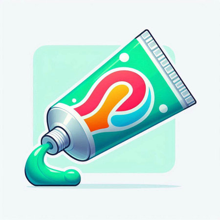Illustration of a tube of toothpaste on a colorful background.のイラスト素材