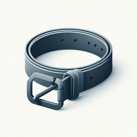 Black belt with a buckle on a white background. 3d illustrationのイラスト素材