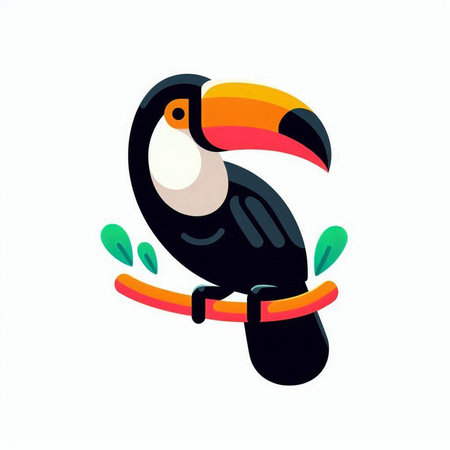 Tropical bird toucan. Vector illustration in cartoon style.のイラスト素材