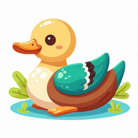 Cute cartoon duck. Vector illustration isolated on a white background.のイラスト素材