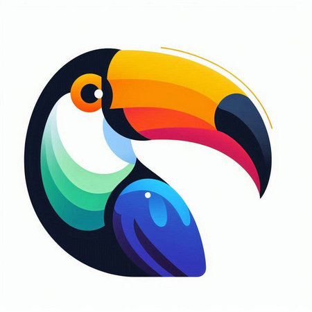 Colorful toucan isolated on a white background. Vector illustration.のイラスト素材