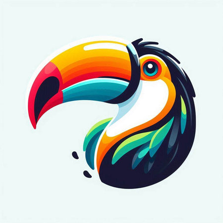 Toucan colorful vector illustration. Hand drawn toucan icon.のイラスト素材