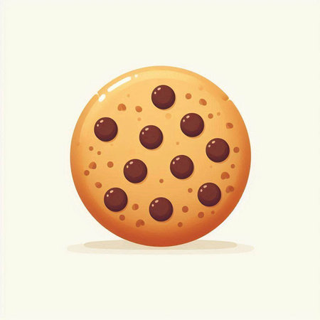 Illustration of a chocolate chip cookie isolated on a white background.のイラスト素材