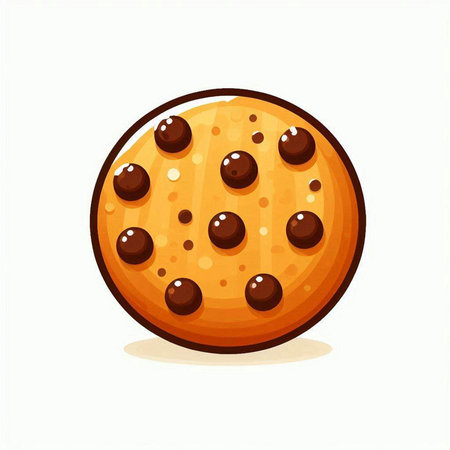 Chocolate chip cookie on a white background. Vector cartoon illustration.のイラスト素材