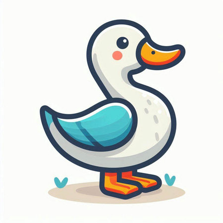 Cute duck cartoon vector illustration. Isolated on white background.のイラスト素材