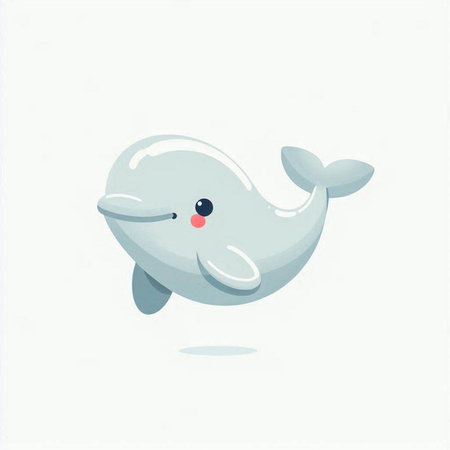 Cute cartoon whale isolated on a white background. Vector illustration.のイラスト素材