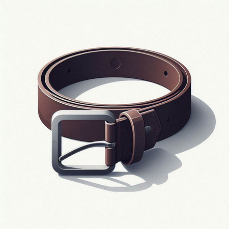 Men's brown leather belt with a metal buckle on a white backgroundのイラスト素材