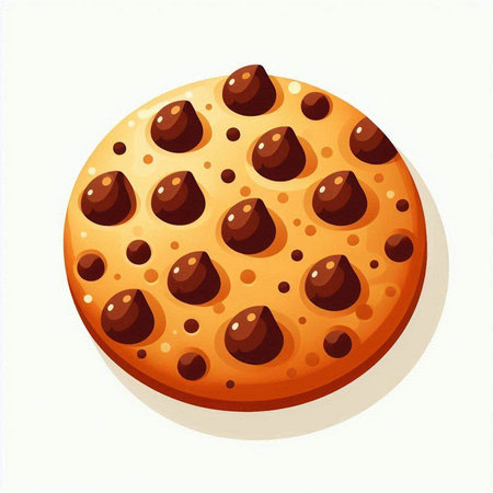 Chocolate chip cookie isolated on a white background. Vector illustration.のイラスト素材