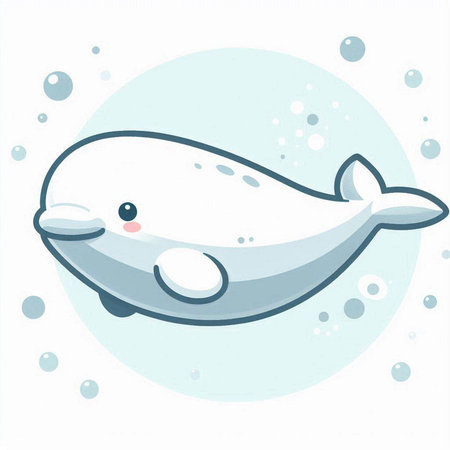 Cute cartoon whale. Vector illustration of a cute baby whale.のイラスト素材
