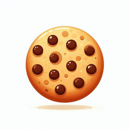 Illustration of a chocolate chip cookie isolated on a white background.のイラスト素材