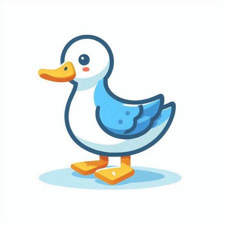 Duck vector illustration on white background. Cute cartoon character.のイラスト素材