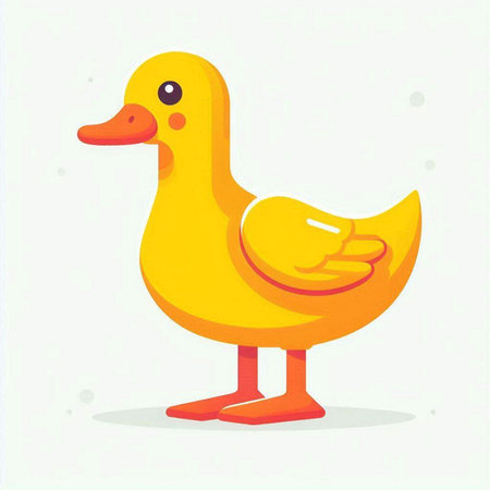 Duck vector illustration. Cute cartoon yellow duck isolated on white background.のイラスト素材