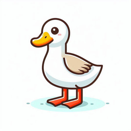 Duck isolated on white background. Cute cartoon vector illustration.のイラスト素材