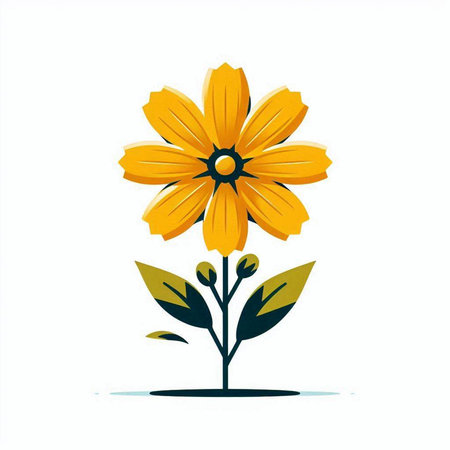 yellow flower on a white background, vector illustration, eps 10のイラスト素材