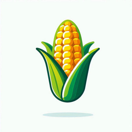 Corn vector illustration. Cute cartoon corn icon. Vector illustration.のイラスト素材