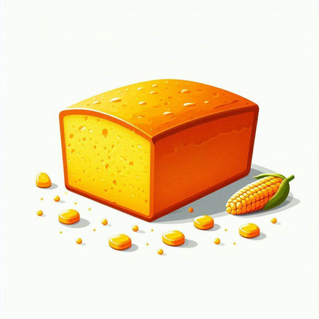 Illustration of a piece of cheese and corn on a white backgroundのイラスト素材