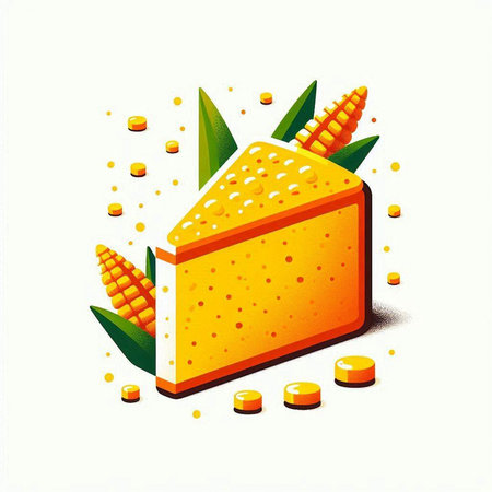 Illustration of cheese and corncob on white background - vectorのイラスト素材