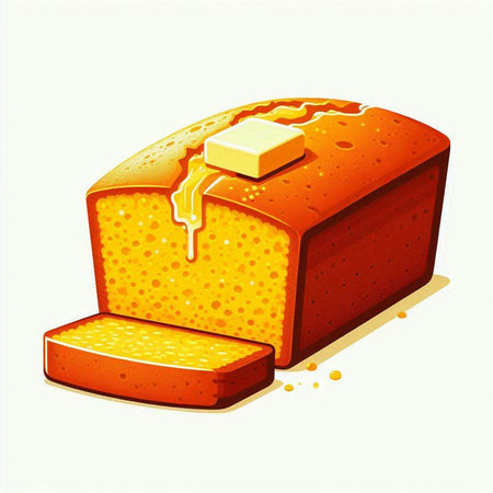 Illustration of a loaf of bread with honey on a white backgroundのイラスト素材