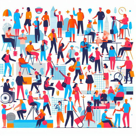 People in the city. Flat vector illustration. People in the city.のイラスト素材