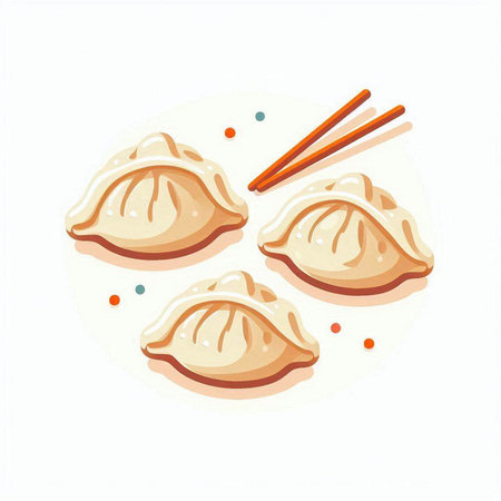 Illustration of dumplings on a white background. Vector illustrationのイラスト素材