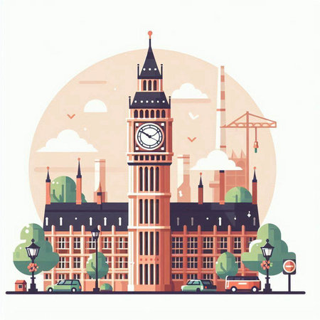 Big Ben, London, United Kingdom. Vector illustration in flat styleのイラスト素材