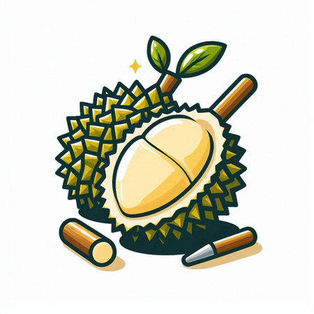 durian fruit on white background, vector illustration eps10のイラスト素材